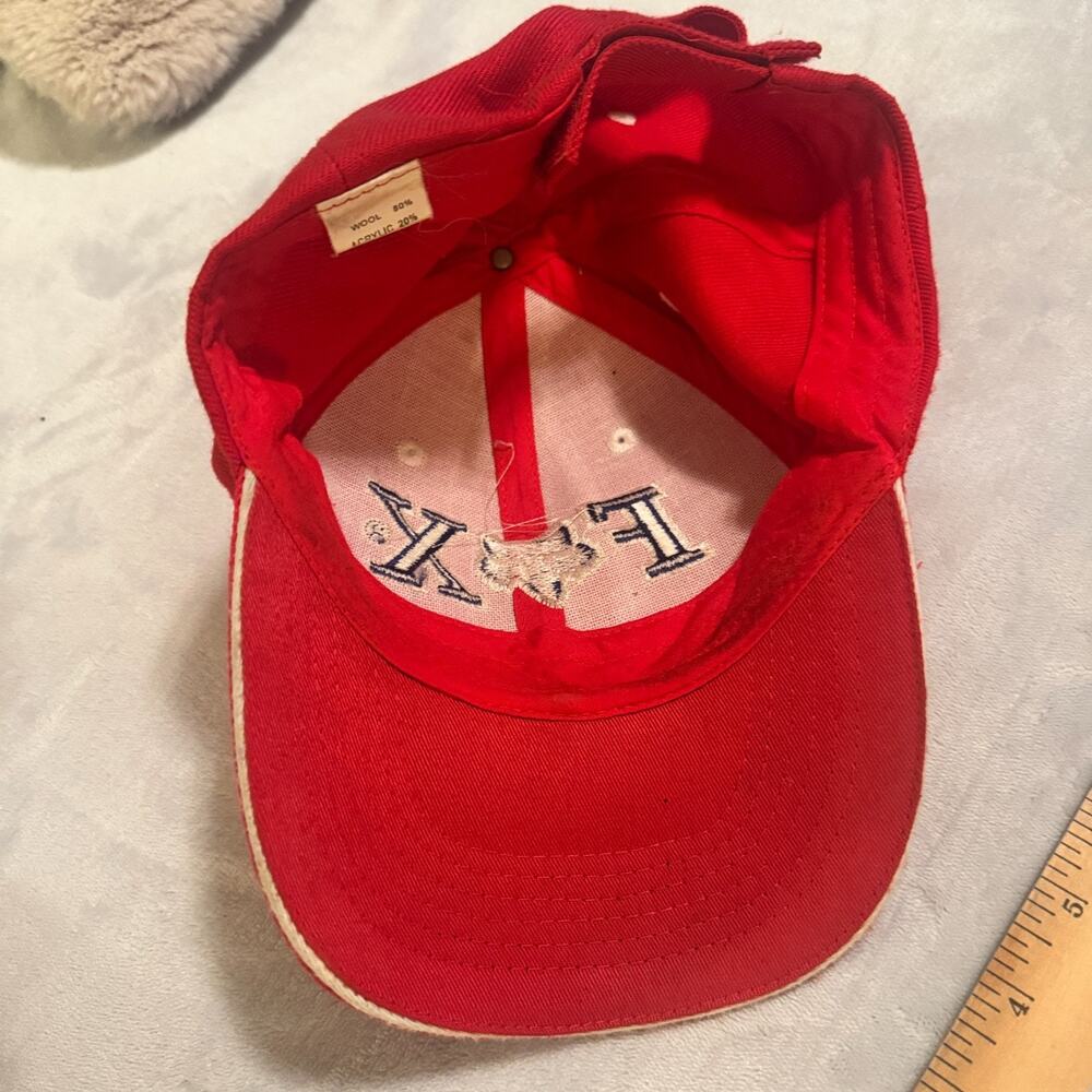 Fox Racing Strap Back Baseball Hat Cap wool Red embroidered - Picture 3 of 5